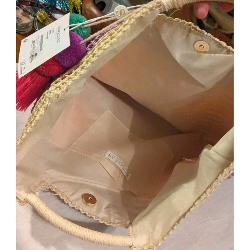 NWT Shiraleah Straw Bag Tote Latoya Sunset Tassels Chicago Paper Rainbow Purse - Picture 14 of 15